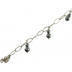 Silverarmband med grå pärlor