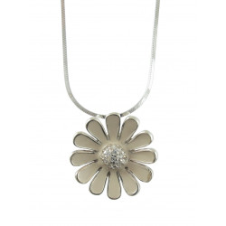 Silvercollier med blomma