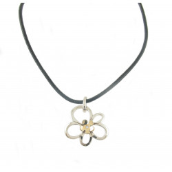 Halsband med läderrem/blomma